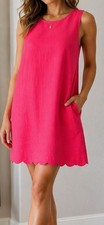 J.Crew Pink Sheath Dress Scalloped Hem Lined Sleeveless Elegant Size 10