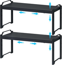 25.5 Inches 2 Pack Expandable Cabinet Shelves, Stackable Shelf Organizer for Kit