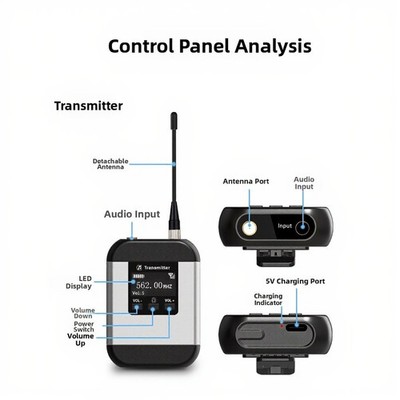20-Kanal UHF Wireless In-Ear Monitoring System 88dB Empfindlichkeit 10mW
