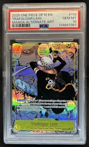 2025 One Piece Royal Blood Trafalgar Law Manga Alt Art #OP10-119 PSA 10 GEM MINT