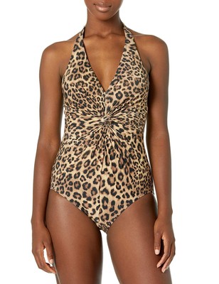 Contours by Coco Reef Women's Standard Jewel Halter Twist ONE Piece, Black...
