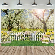 7x5ft Polyester Spring Backdrop, Natural Scenery, Forest Tree, Photo Background