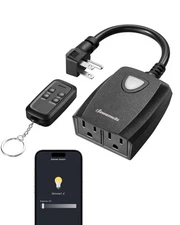 DEWENWILS Outdoor Dimmer for String Lights, Smart Dimmer Plug with Remote, FCC
