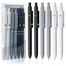 6 Pcs Gel Pens 0.5mm Quick Dry Black Ink Pens Fine Point Smooth Writing Pen, ...
