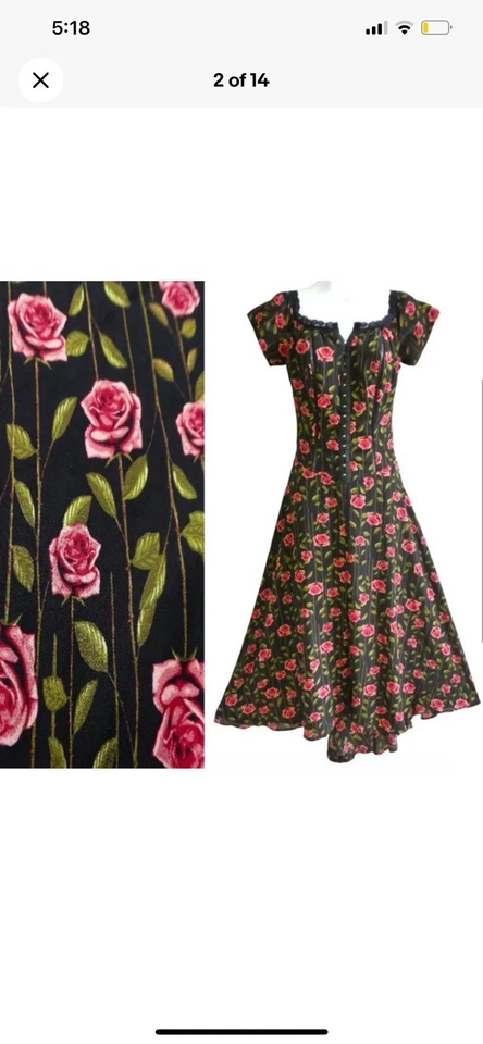 Disney Vintage 90s Beauty and the Beast Maxi Dress Sz small Pink FloralRoses - Image 2 of 4