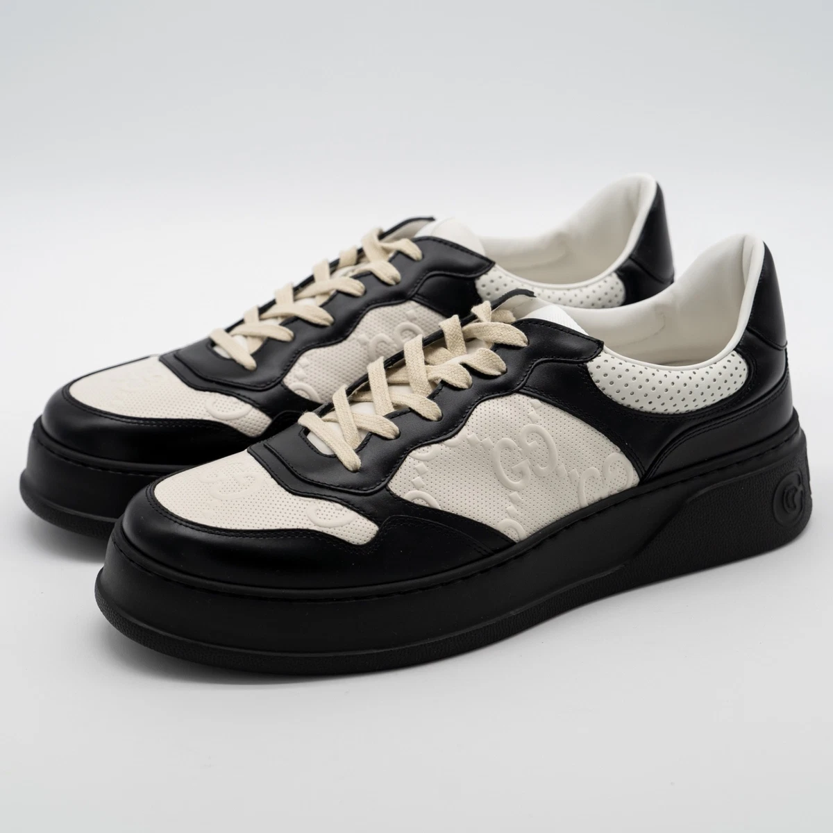 Gucci GG Embossed Sneaker Black White for sale | eBay