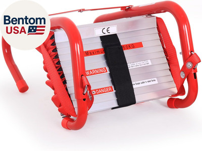 Portable Fire Ladder 2 Story Emergency Escape Ladder 15 Ft with Wide Steps V Cen