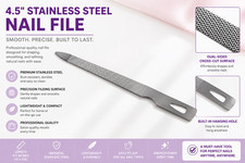 4.5 Inch Stainless Steel Triple Cut Nail File-Fingernails, Toenails 3 Pack