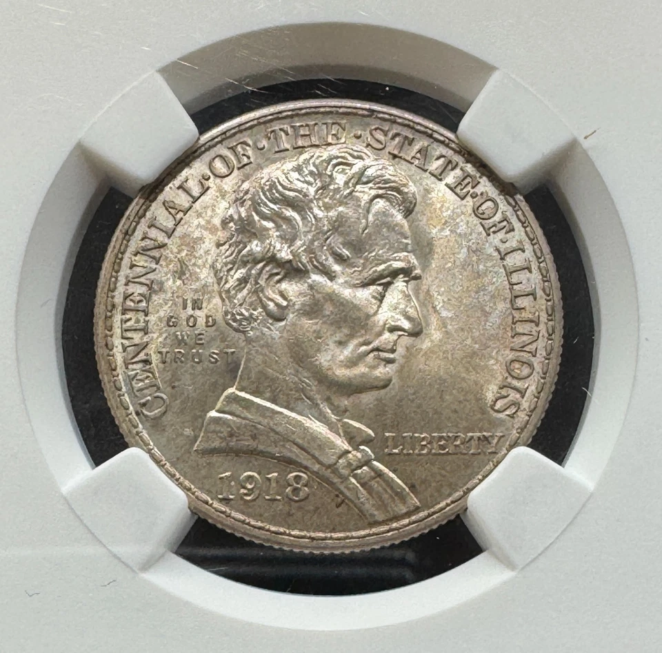 1918 LINCOLN-ILLINOIS COMMEMORATIVE SILVER HALF DOLLAR NGC MS66+ 11XEG25 - Image 2 of 4