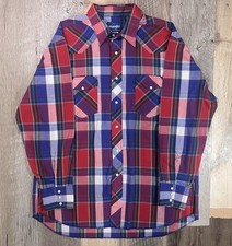 WRANGLER Western Shirt Pearl Snap Long-Sleeve Men's XL Multi-Color Retro Cowboy