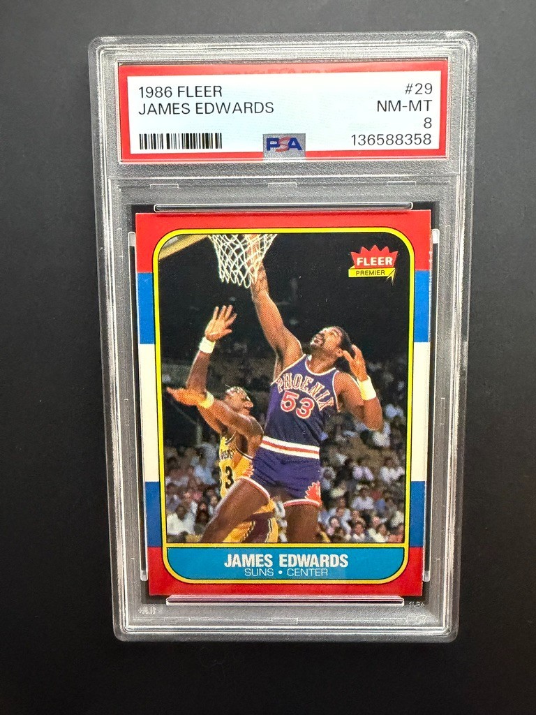 1986 Fleer Basketball #29 James Edwards PSA 8 NM-MT Phoenix Suns