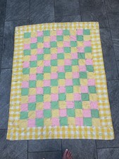 handmade 48 x 37 gingham baby quilt circa 1989