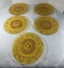 Indiana Glass Amber Daisy Glass Dinner Plates 9 3/8" Depression Era - Set of 5
