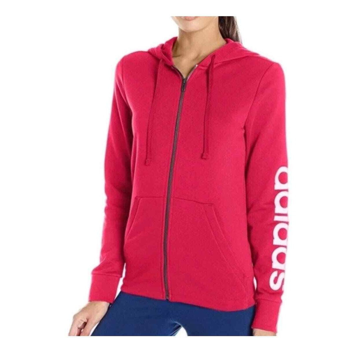 Adidas Women's Raspberry Pink Cotton Blend Logo Zip Up Hoodie XS