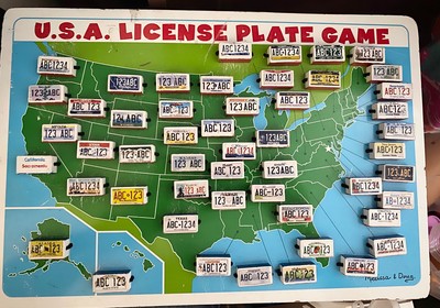 Melissa & Doug U.S.A. License Plate Flip to Win Wooden Travel Car Trip Game used | eBay