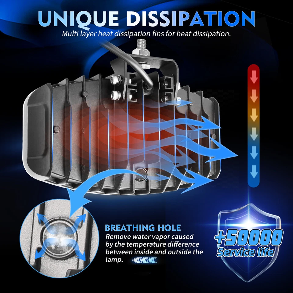 6X 12V 24V 10" Jumbo Oval LED Spot Lamp Dual White & Amber DRL Driving Lights - Image 4 of 4