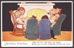 Mabel Lucy Attwell Postcard Children Gather Around The Fireplace 1937 Postmark Ebay