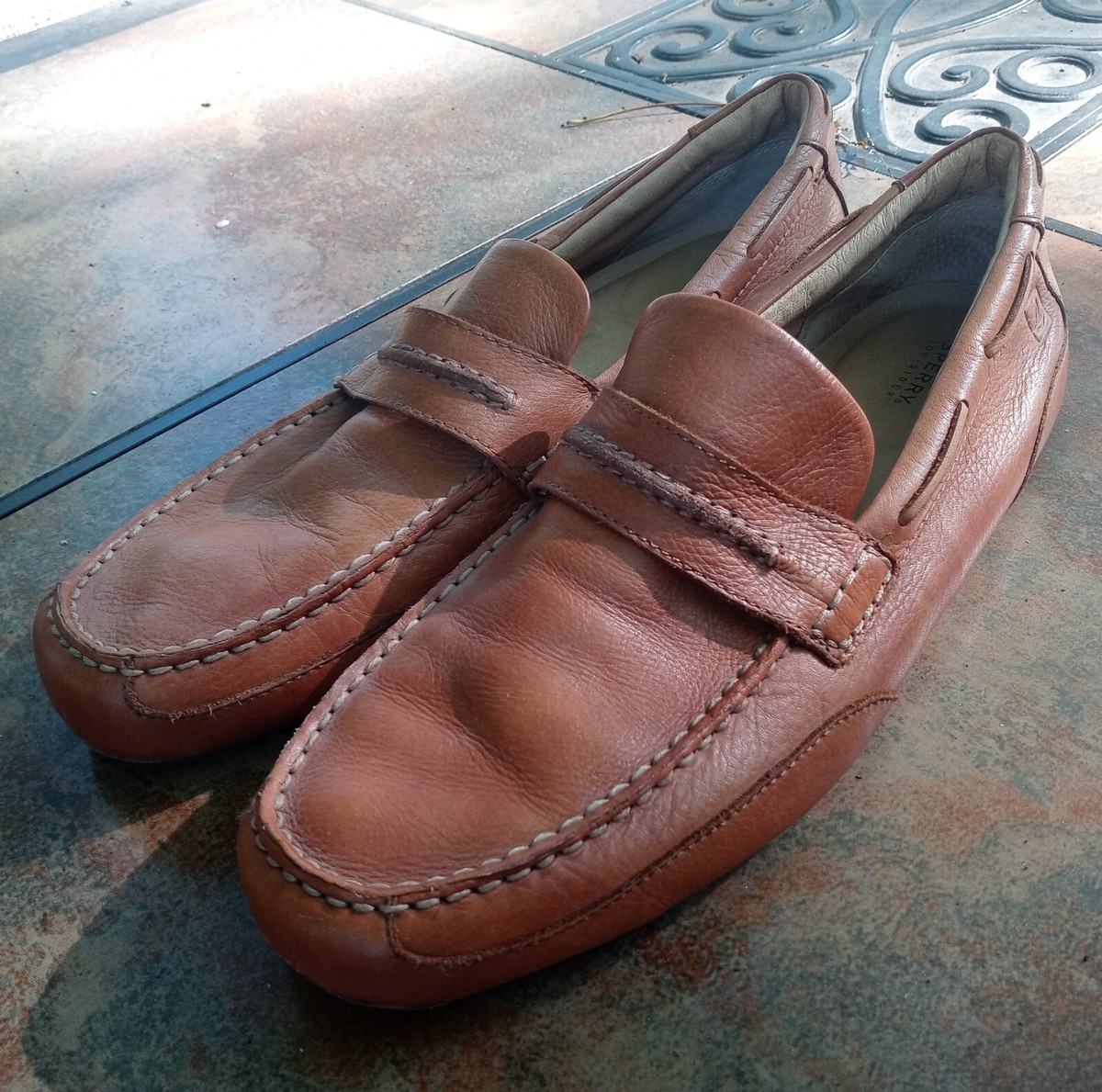 Sperry Loafers Men 13M Brown Top-Sider Penny Driving Shoes Leather Slip On CH196 Sperry Top- Sliders - Men main image 2