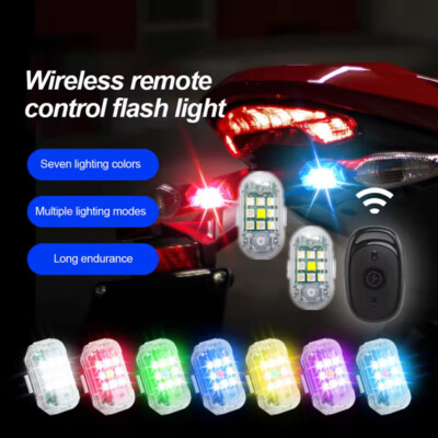  Motorcycle Scooter Anti-collision Lamp Flash Wireless Remote LED Strobe Light 