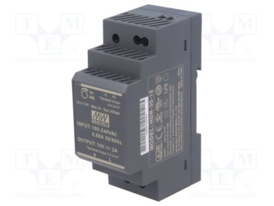 Mean Well 15V Hutschienennetzteil HDR-30-15 30W 2A Ultra Slim Schaltnetzteil CV
