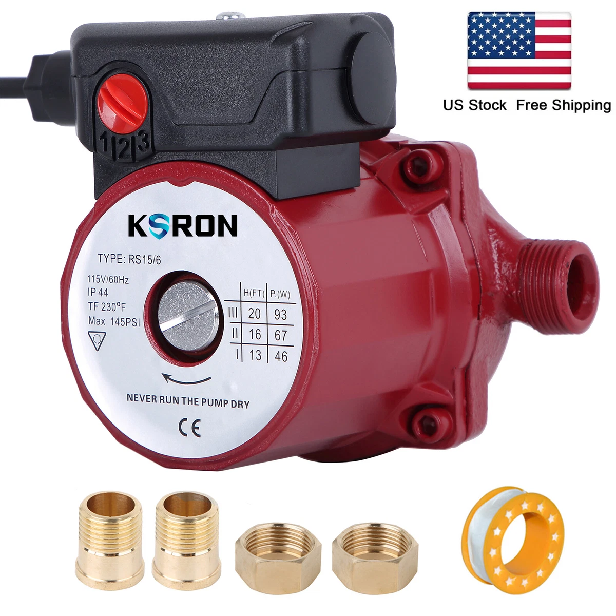 NPT3/4u0026#039;u0026#039; Domestic Circulator Pump 110-120V Hot Water Circulation  Pump 3-Speed | eBay