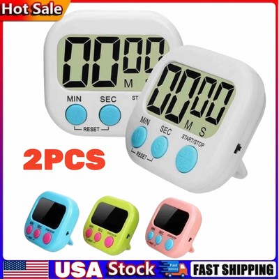 2PCS LCD Digital Kitchen Cooking Timer Count Down Up Clock Loud Alarm Magnetic