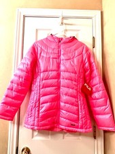 Nwt Lipstick Pink Fila Channel Puffer Jacket With Hood And Pockets Size: Large