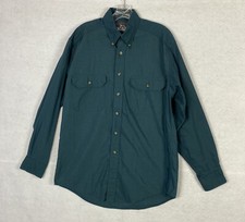 VTG Woolrich Button Down Collared Shirt USA Made Sz M Blue Green Men's Pockets