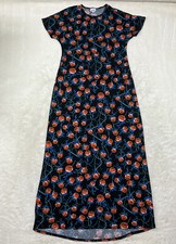 Lularoe Womens Size S Maria Maxi Dress Short Sleeve Floral Print Round Neck