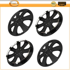 4X For Rim 16" Wheel Hub Caps Black Universal Wheel Cover Wheel Trim Kit Snap-On