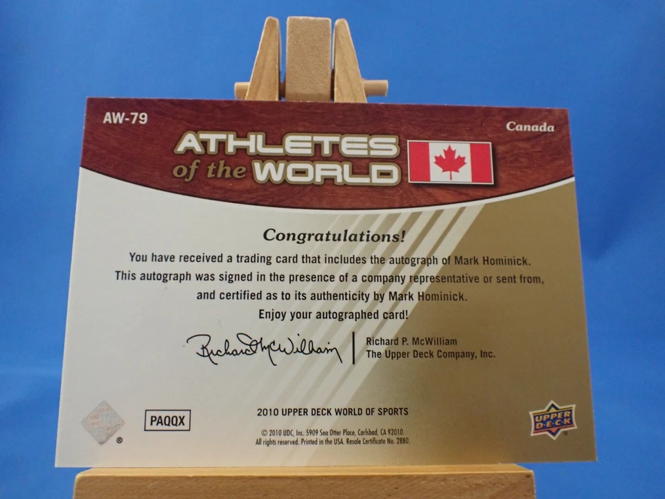 Mark Hominick Upper Deck World of Sports 2010 Autograph Auto MMA - Image 2 of 2