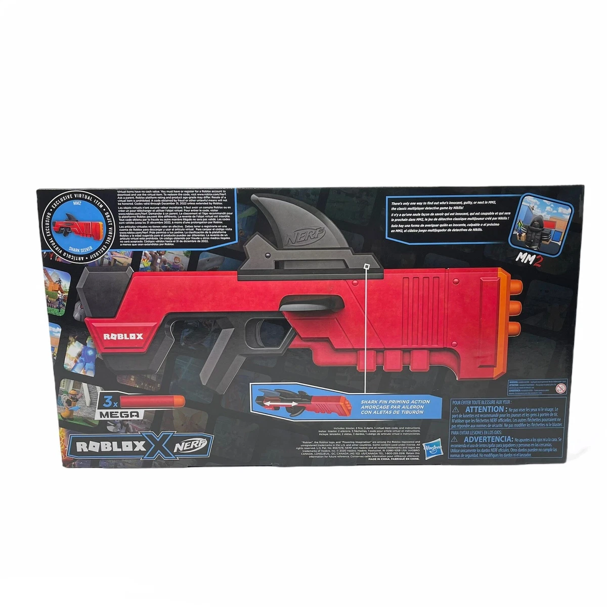 Nerf Roblox MM2 Shark Seeker Gun *Exclusive Virtual Item Code Included* NIB 195166124346