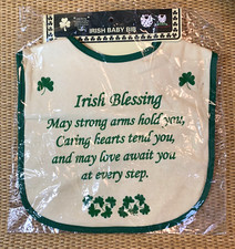 Irish Blessing Baby Bib Shamrocks Clover 100 Cotton Liffey Artefacts