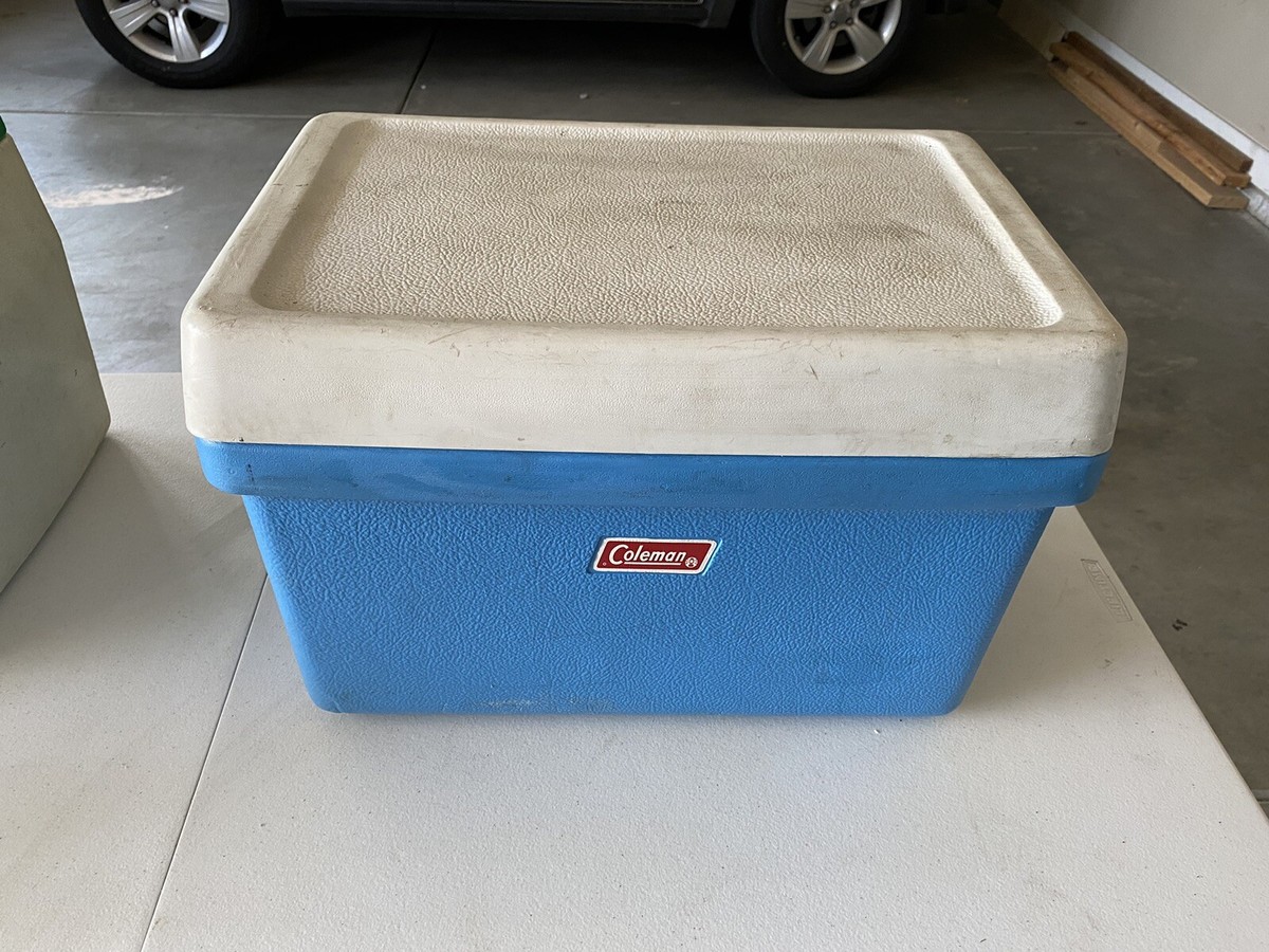 Coleman CL1 フルメンテナンス済み 中古 Vintage 70s 1976 Coleman Blue Cooler 21x14x13 Metal Handles Bottle