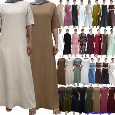 Vintage Abaya Kaftan Muslim Women Maxi Dress Islam Caftan Dubai Robe Party Gown