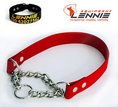 BioThane Halsband mit Durchzugskette 25 mm beit Hundehalsband Halsung mit Kette