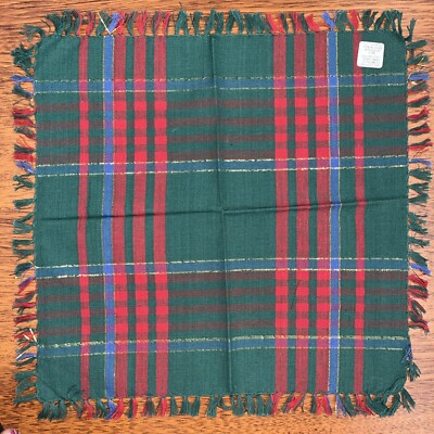 Set De 12 Sets De Table Et Serviettes Noël – Tartan Rouge, Vert Et Or – Christmas