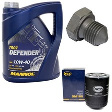 Motoröl Set 10W-40 5 Liter + Ölfilter SM 108 + Schraube für Audi Seat VW Polo