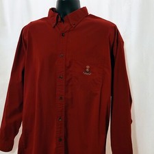 Chaps Ralph Lauren VTG 90s Red Long Sleeve Button Down Shirt Sz L Logo Crest