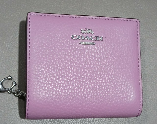 purple leather coach wallet