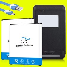 High Capacity 2x 2850mAh Battery Charger USB Cable for Samsung Galaxy J2 S260DL