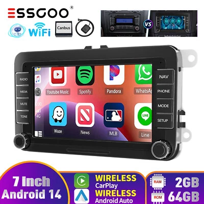 7" Android 14 CarPlay Autoradio GPS Kam Für VW GOLF 5 6 Plus Caddy Touran Amarok - Bild 1 von 4