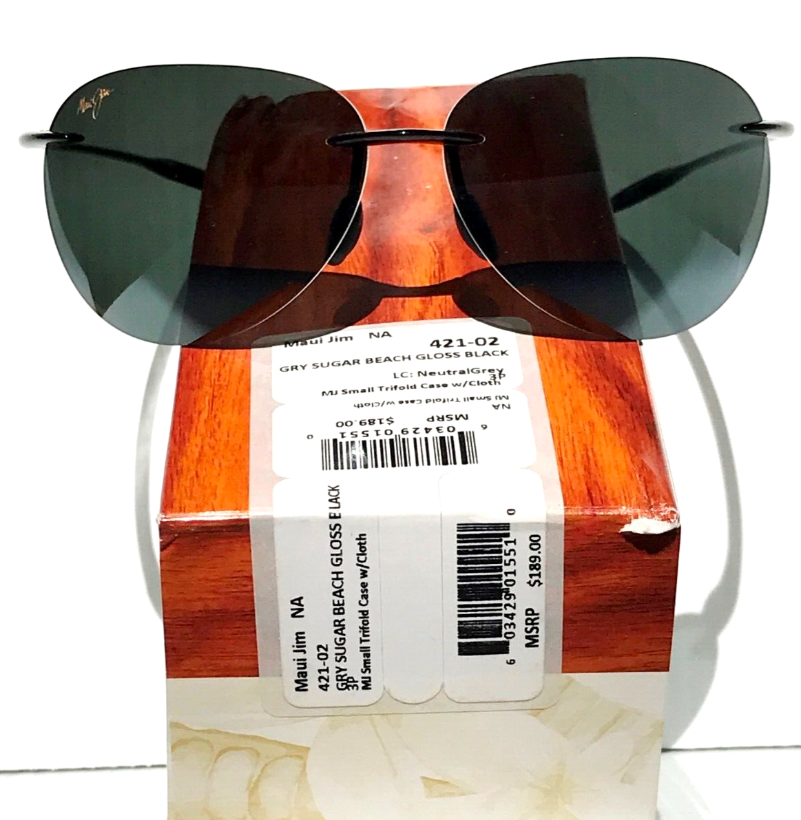 NEW Maui Jim SUGAR BEACH Gloss Black POLARIZED Grey Lens Sunglass 421