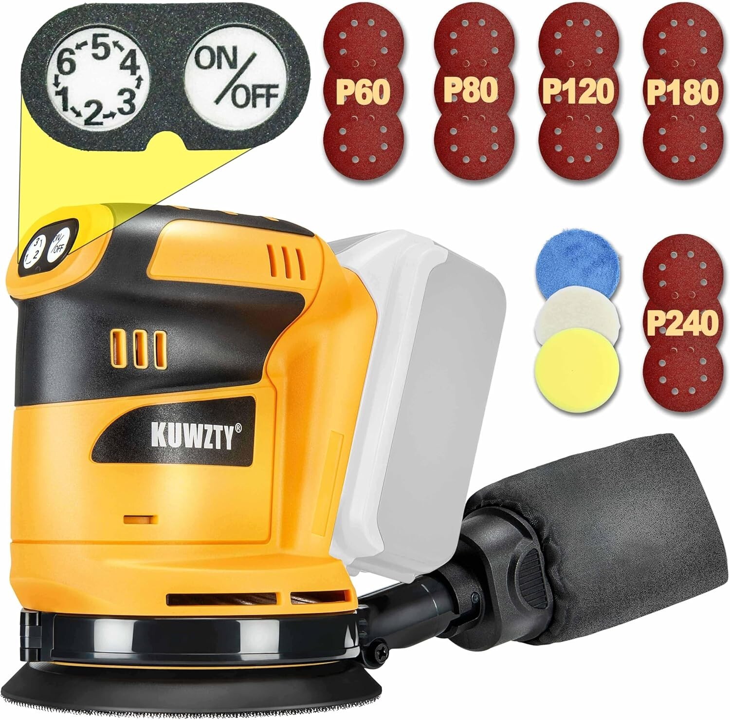 Random Orbit Sander for DEWALT 20V Battery, Cordless Brushless Motor Variable Sp