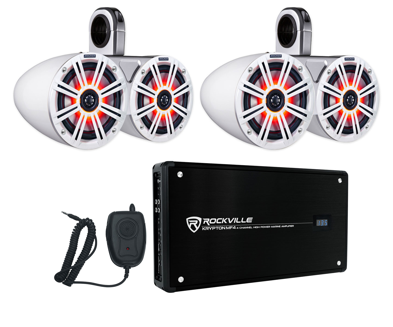 Пара динамиков для вейкбординга Dual Kicker 43KM654LCW 65 LED мощностью 780 Вт 4-канальный усилитель 128090₽