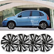 15" Wheel Hubcaps Trim Covers Rim Protectors Set of 4 Snap On For Citroën C3 C4