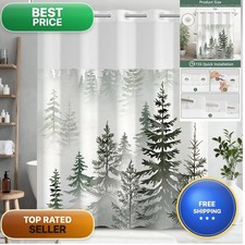 TQUQOBU Sage Green Shower Curtain 71x74 Inch with Liner Mesh Window