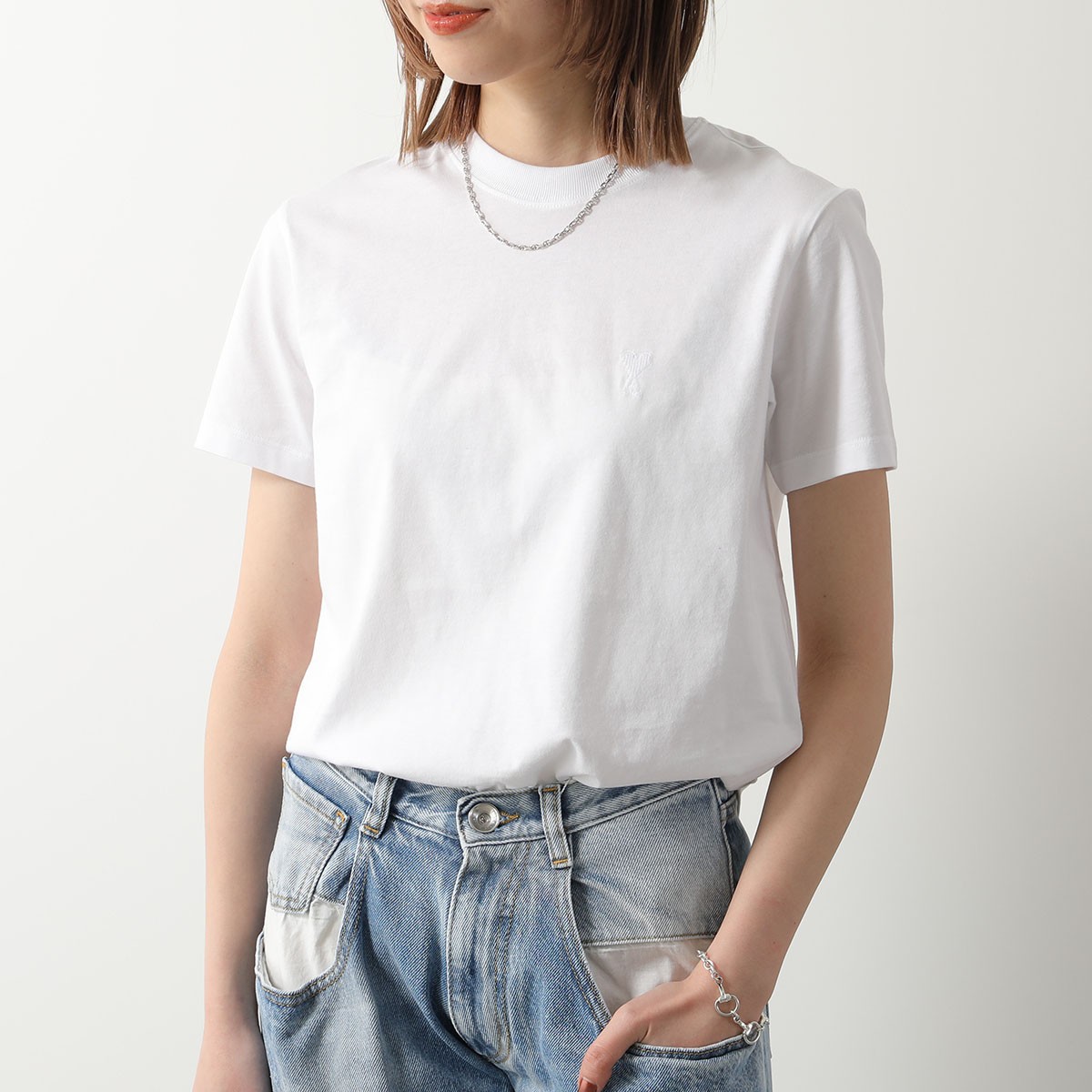 ami paris T-shirt Women short sleeve crew neck cut and sew