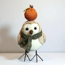 Harvest Fall Fabric Owl Bird 7.5” Pumpkin Walmart Way to Celebrate