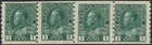 CANADA 1912 SC #125 1 CENT GREEN GEORGE V PASTE-UP STRIP OF 4 MINT HR CAT $130